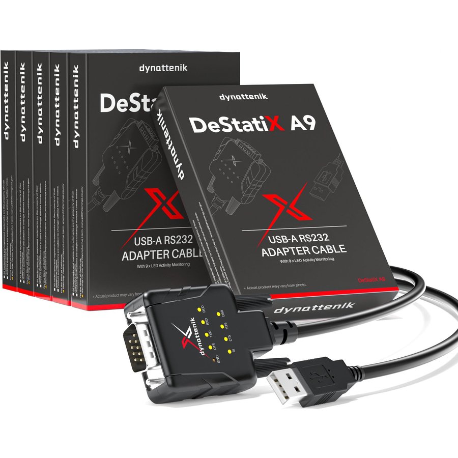 dynattenik DeStatiX-A9 FTDI USB to RS232 adapters, six units — 6-Pack