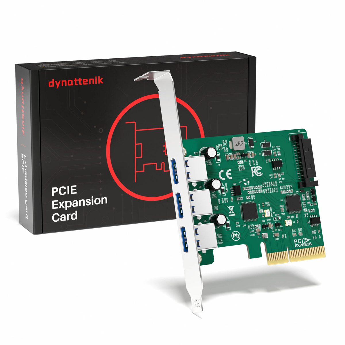 dynattenik three-port 10Gbps PCIe USB 3.2 Gen 2 card with full-height bracket