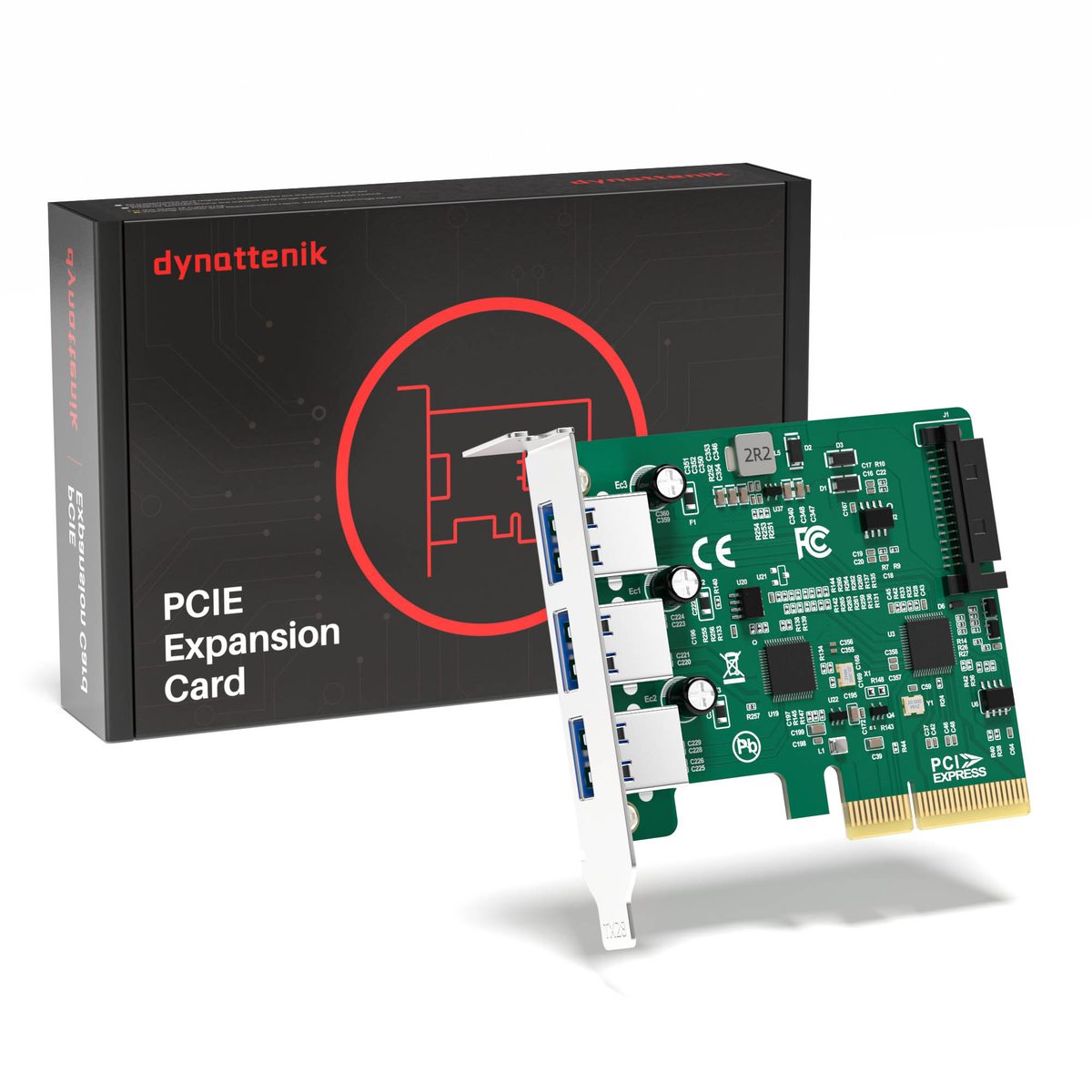dynattenik three-port 10Gbps PCIe USB 3.2 Gen 2 card with low-profile bracket