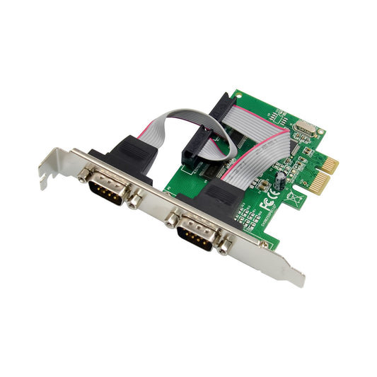 dynattenik 2-port PCI Express (PCIe) RS232 DB9 Serial Host Controller Adapter Card